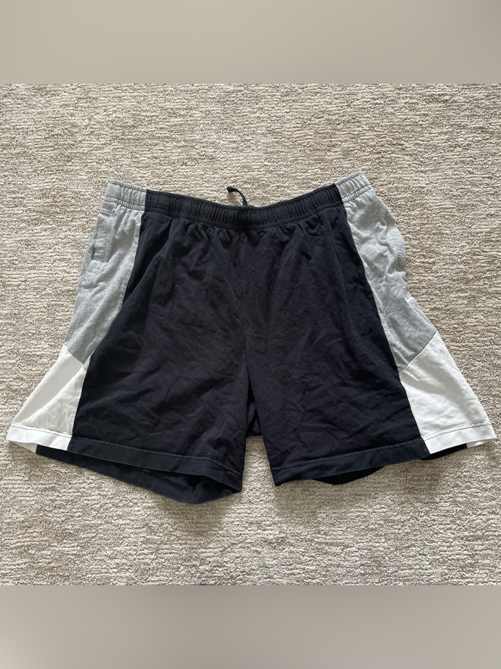 Nike Sportswear Color Block Cotton Shorts Mens 4XL Big & Tall Black Gray White